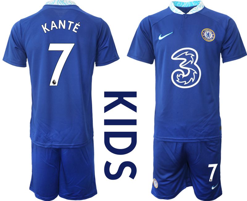 Youth 2022-2023 Club Chelsea FC home blue #7 Soccer Jersey